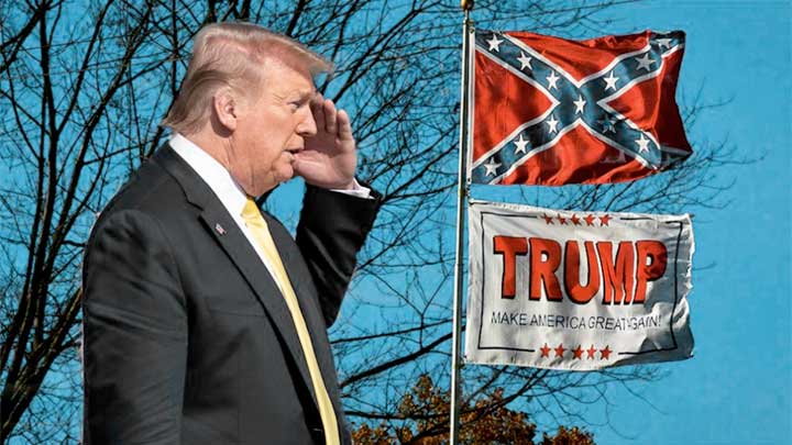 President Trump saluting the Confederate Battle Flag
